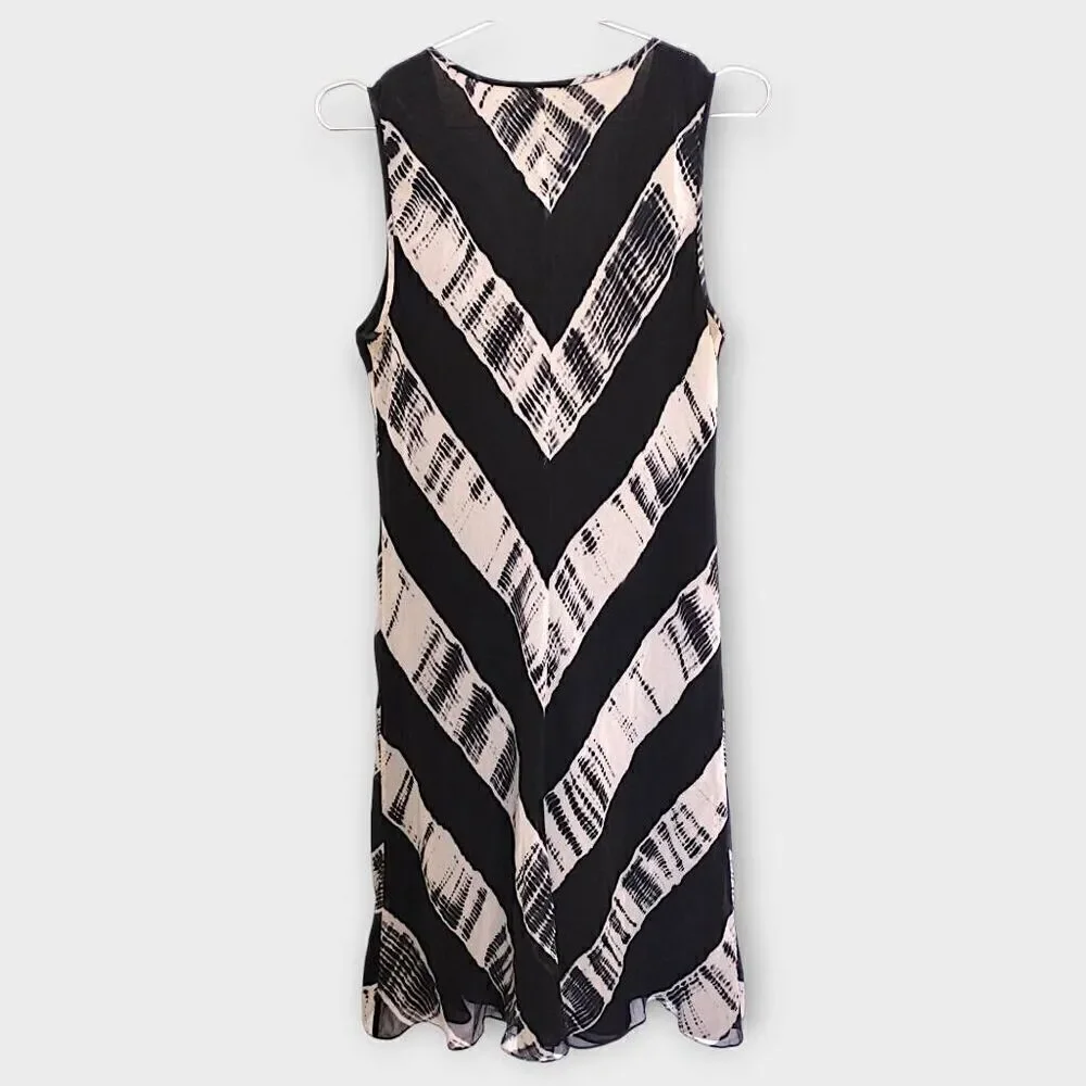 Jones NY Womens Dress Sz 10 Silk Black White Stripes Sleeveless Dressy Classicor